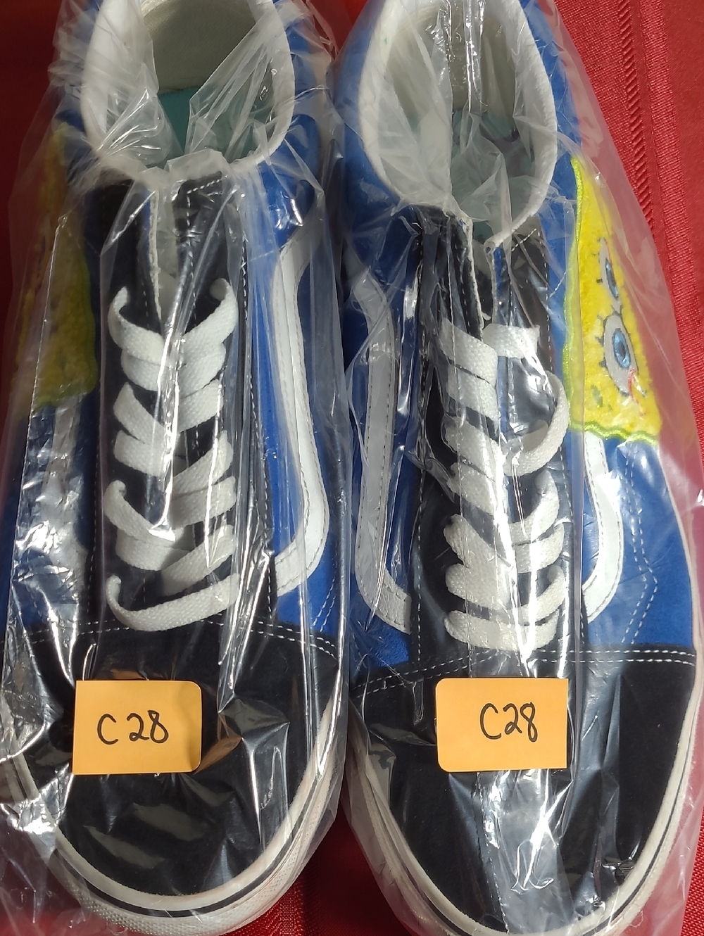 Vans Black and Blue Mens Sneakers with Yellow Character Spongebob Patch - Picture 16 of 16